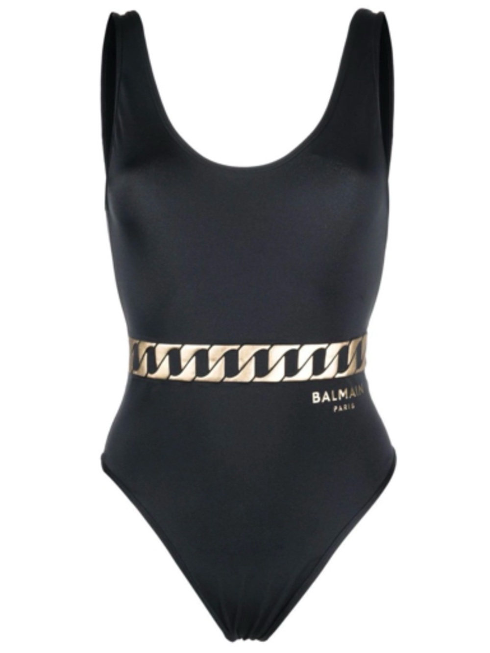 Balmain Bodysuit/ Swimsuit with Gold Chain-Print size 42 M/L